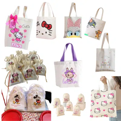 Bolsas de tocuyo para cumpleaños personalizadas