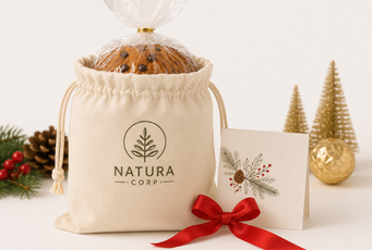 Bolsa de tocuyo personalizada con logo para panetón