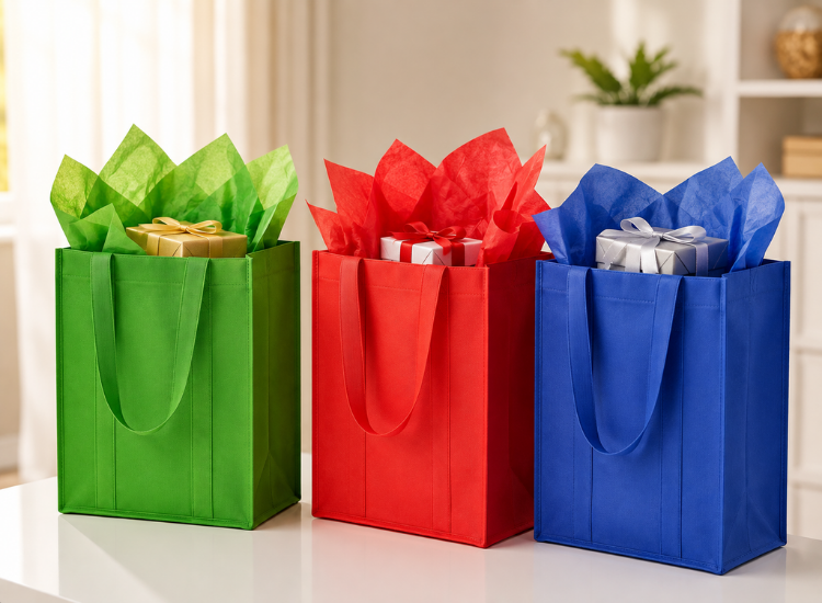Bolsas de Notex con fuelle utilizadas para regalos
