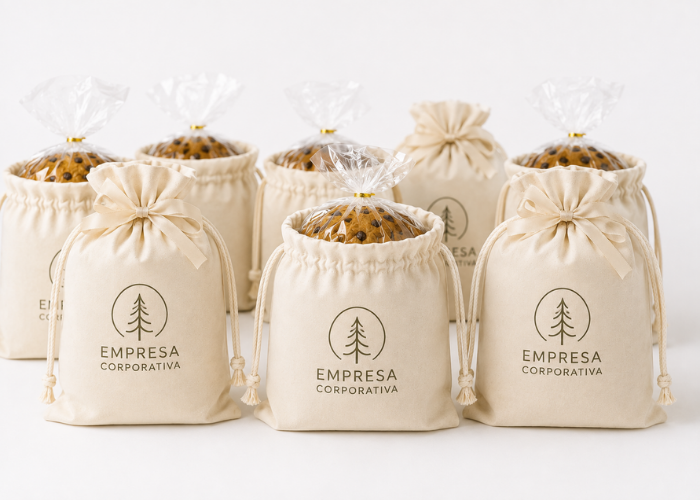 Bolsas de tocuyo para campañas navideñas corporativas