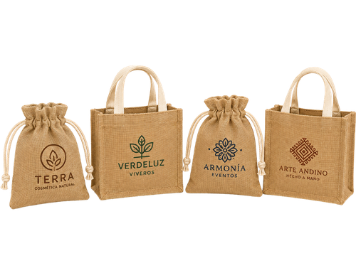 Bolsas de yute pequeñas personalizadas con logo