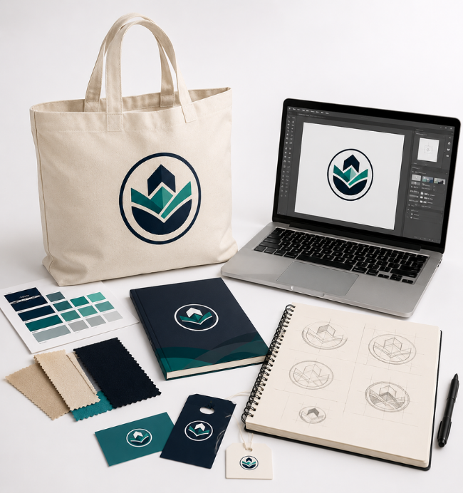 Desarrollo de identidad visual para bolsas de tocuyo personalizadas