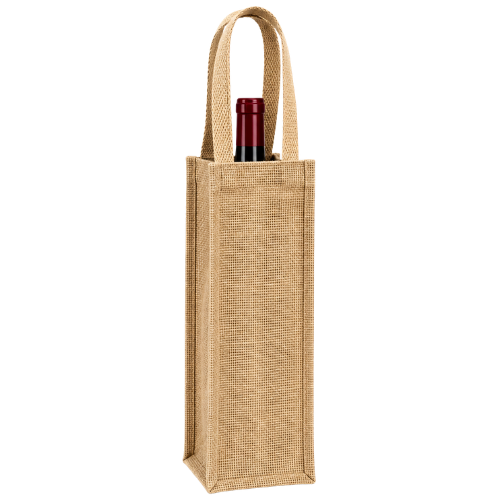Bolsa de yute para 1 botella de vino con asas