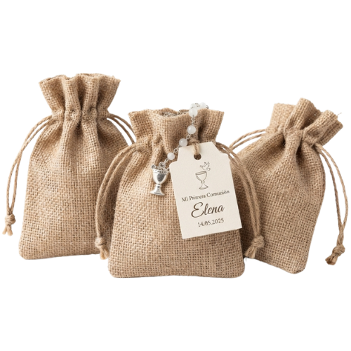 Bolsas de yute para recuerdos de primera comunión