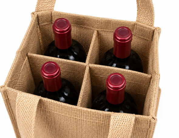 Divisiones internas de bolsa de yute para botellas