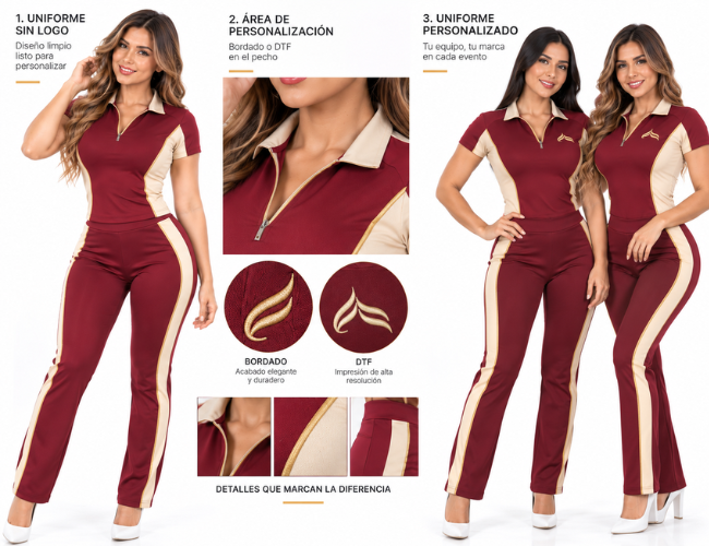 Personalización de uniformes de anfitrionas con logo empresarial